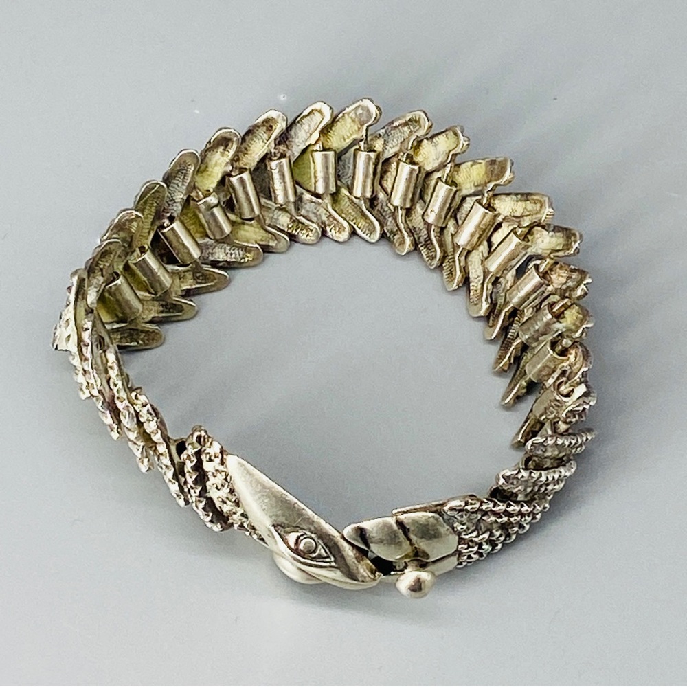 Vintage Taxco Sterling Silver D’Molina Cayman / Crocodile Bracelet Mexico - Picture 11 of 16